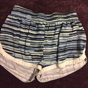 Blue and white athletic shorts